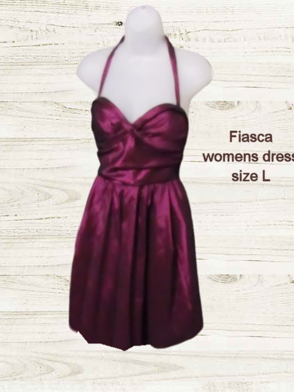 Faisca womens size L prom party dress strapless halter neck burgundy